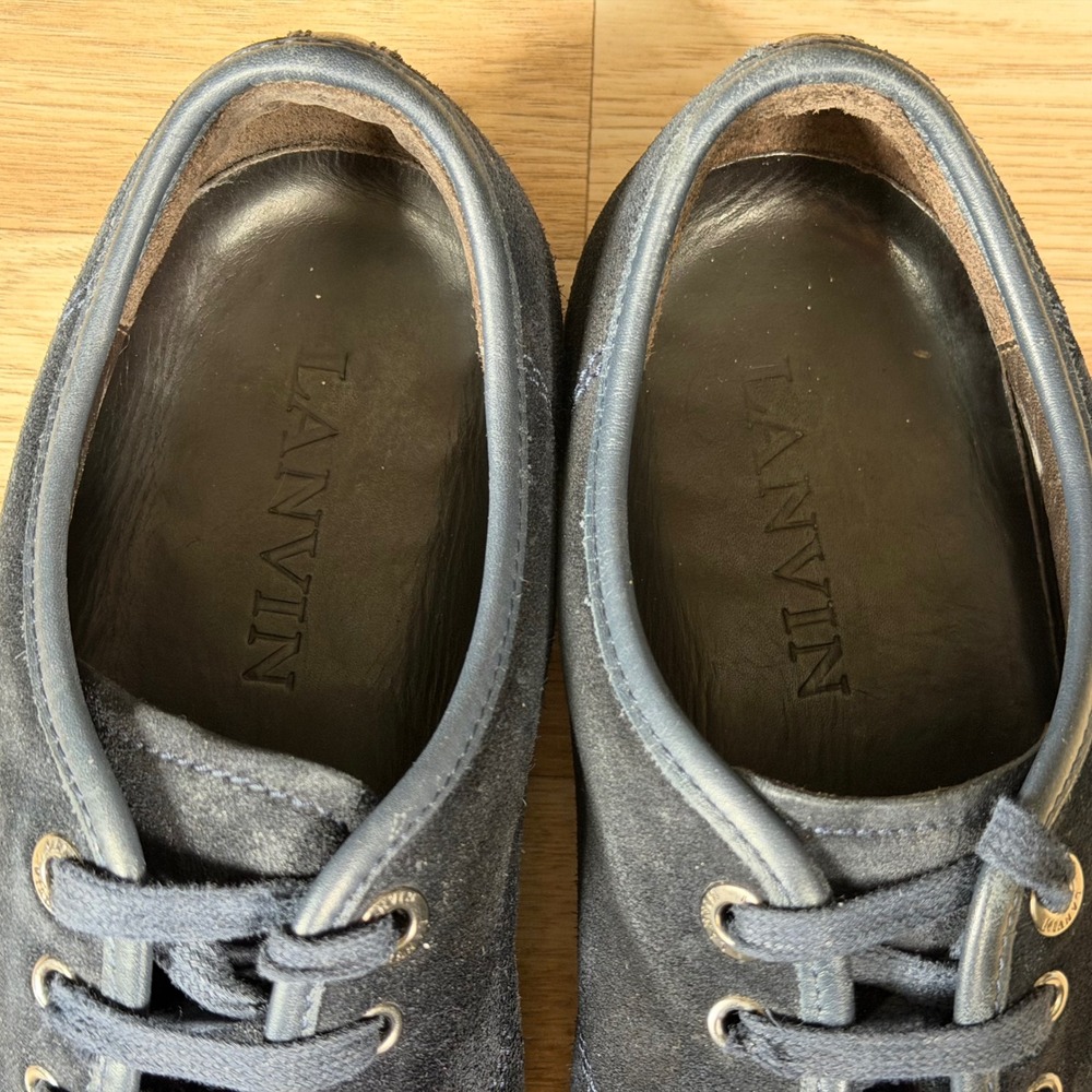 Lanvin DBB1 Sneakers Mens Size 10 Navy Blue Suede Cap Toe Shoes Preppy Portugal - Picture 6 of 10
